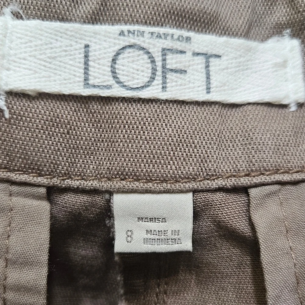 Ann Taylor LOFT‎ Marisa Fit Women's Brown Linen Blend Casual Pants Size 8